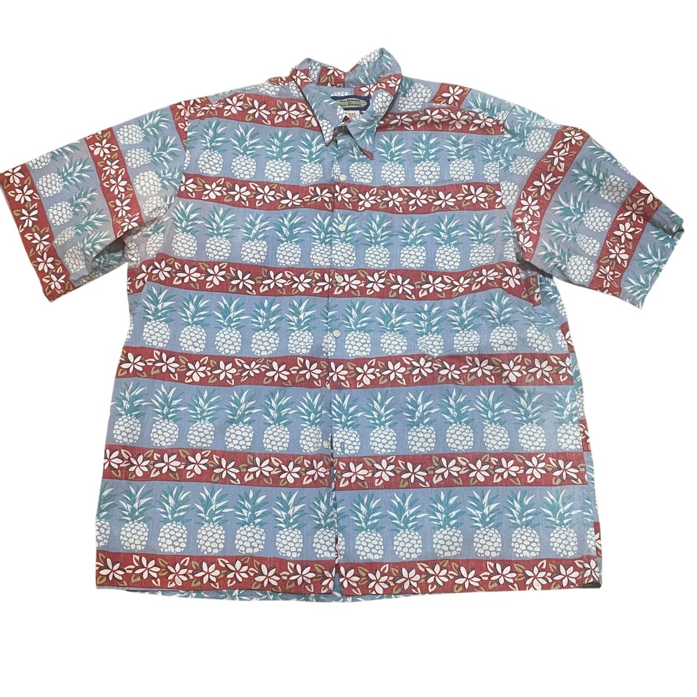 Phil Edwards by Reyn Spooner Men's XXL Stripped‎ Hawaiian Shirt Pineapple Floral